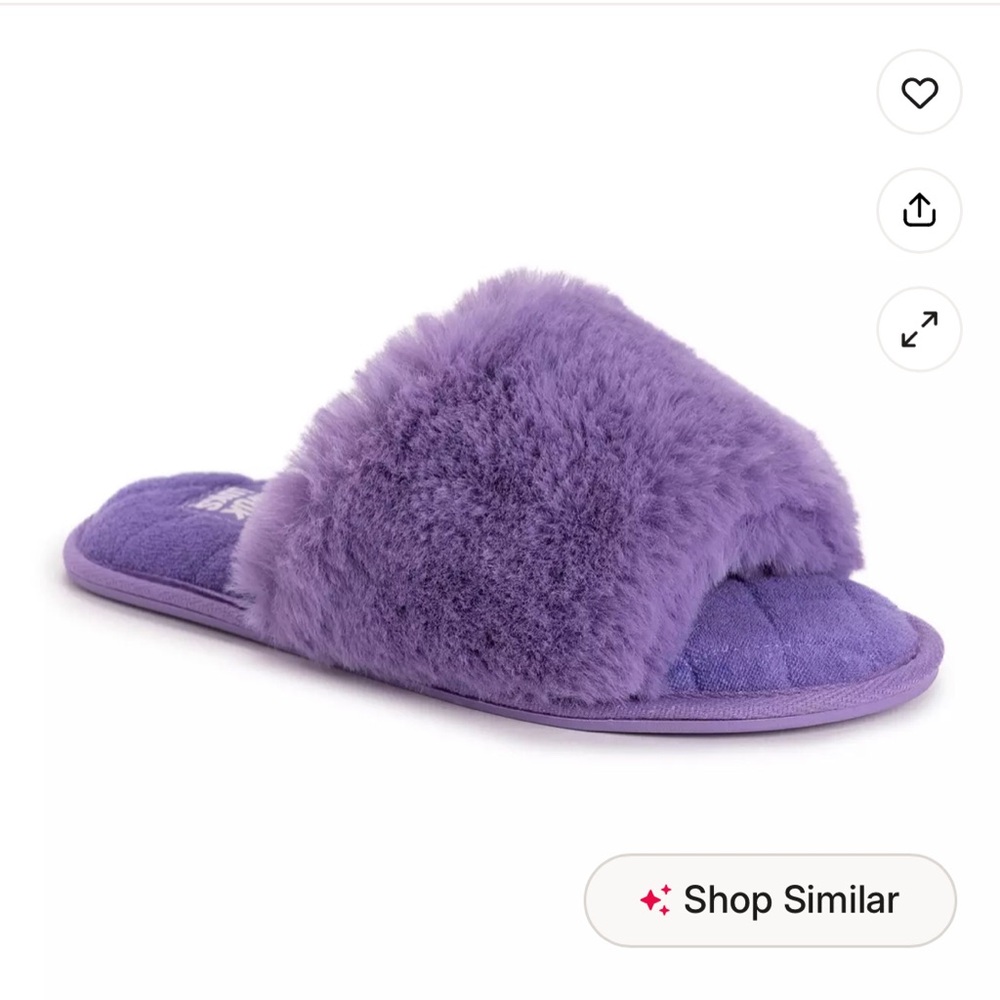 Muk Luks Women's Plush Purple Fuzzy Slide Slippers